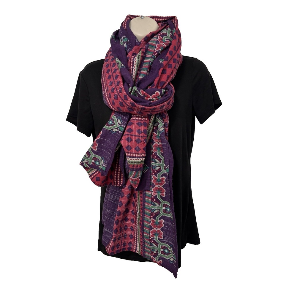 Women's 35X90" Purple Pink Scarf Wrap Shawl BOHO Fairy Colorful Fall Cottagecore